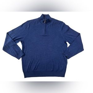 1/4 Zip Merino Wool Jos A. Banks Men's XL Blue Traveler's Collection